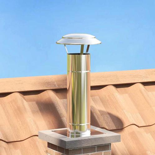 vidaXL Schouw Verlengstuk Zilver 25 x 25 x 65 cm Roestvrij, Huis en Inrichting, Kachels, Nieuw, Verzenden