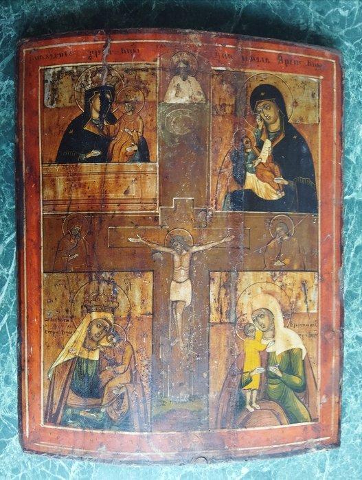 Icoon - Pictogram met veel panelen - Hout, Antiek en Kunst, Kunst | Niet-Westerse kunst