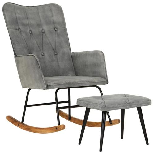 vidaXL Chaise à bascule avec repose-pied Gris vintage, Maison & Meubles, Chaises, Neuf, Envoi