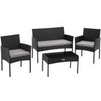 tectake Wicker tuinset Palese voor 4 personen - zwart, Tuin en Terras, Verzenden, Nieuw