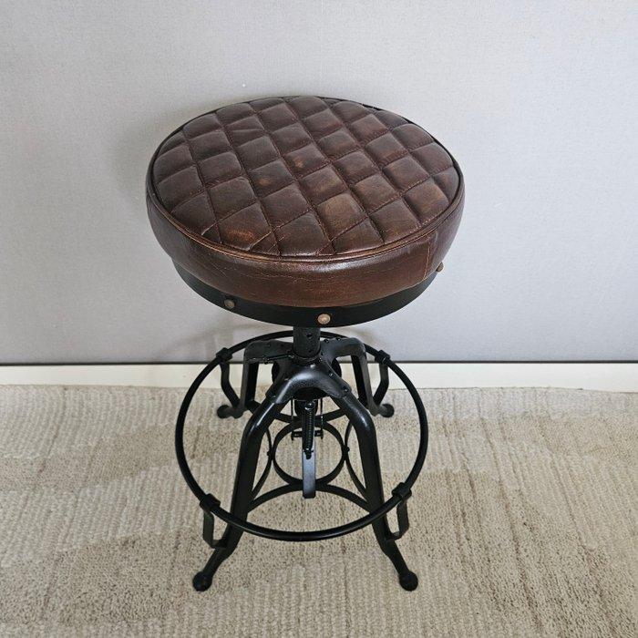 Kruk - in hoogte verstelbaar - Leder, Metaal, Antiek en Kunst, Curiosa en Brocante