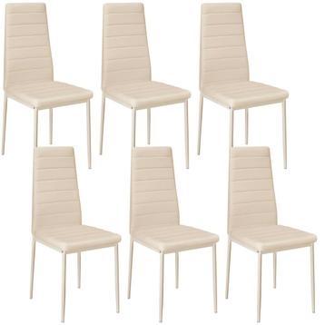 tectake Eetkamerstoelen, kunstleer - beige, Set van 6, Huis en Inrichting, Stoelen, Verzenden, Nieuw
