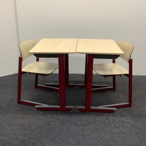 Complete school set 8 x tafel + 8 x stoel, Presikhaaf (stip, Huis en Inrichting, Stoelen, Gebruikt, Eén, Hout