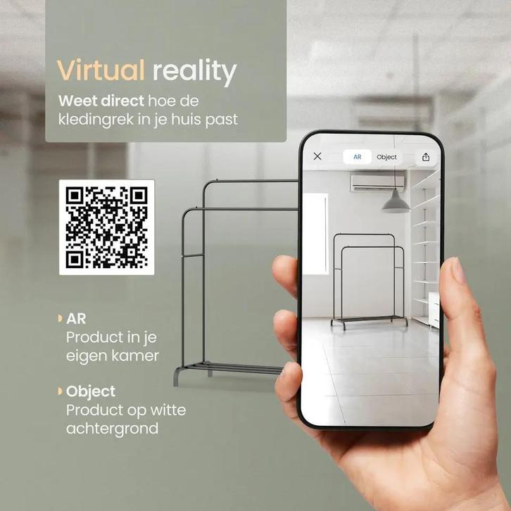 2dekans | ODADDY® Kledingrek Dubbel – Metaal – Met, Kleding | Dames, Kledingrekken, Ophalen of Verzenden