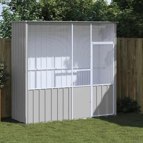 vidaXL Vogelkooi 215x78x200 cm gegalvaniseerd staal grijs, Dieren en Toebehoren, Vogels | Toebehoren, Nieuw, Verzenden