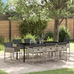vidaXL 9-delige tuinset met kussens in lichtgrijs poly, Tuin en Terras, Tuinstoelen, Verzenden, Nieuw