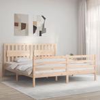 vidaXL Bedframe met hoofdbord massief hout, Huis en Inrichting, Slaapkamer | Bedden, Verzenden, Nieuw