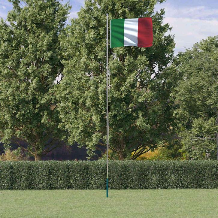 vidaXL Vlag met vlaggenmast Italië 6,23 m aluminium, Diversen, Vlaggen en Wimpels, Nieuw, Verzenden