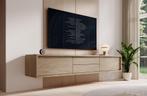 Meubella TV-Meubel Fortunato eiken 180 cm lades, Huis en Inrichting, Kasten |Televisiemeubels, Overige materialen, Verzenden, 150 tot 200 cm