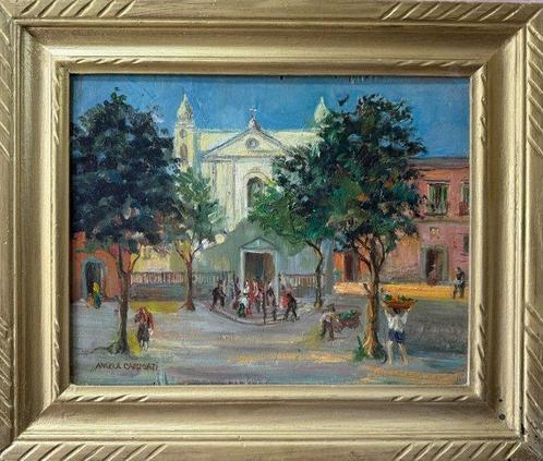 Angela Carugati (1881-1977) - Strada Napoletana con, Antiek en Kunst, Kunst | Schilderijen | Klassiek