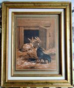 Philibert Léon Couturier (XIX-XX) - Coq noir et lapins