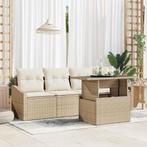 vidaXL Tuinbank Set met opslag 5 pcs Beige Poly rattan, Tuin en Terras, Verzenden, Nieuw