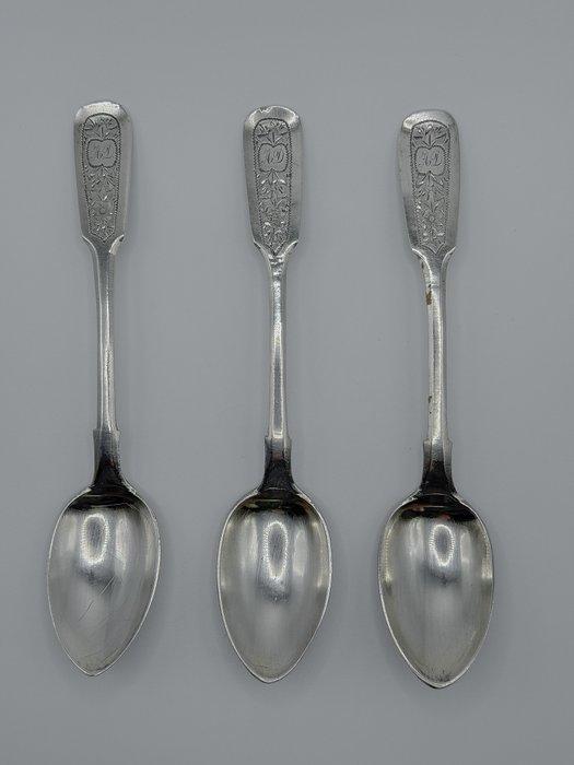.. - .. - Theelepel (3) - .875 (84 Zolotniki) zilver -, Antiek en Kunst, Antiek | Zilver en Goud