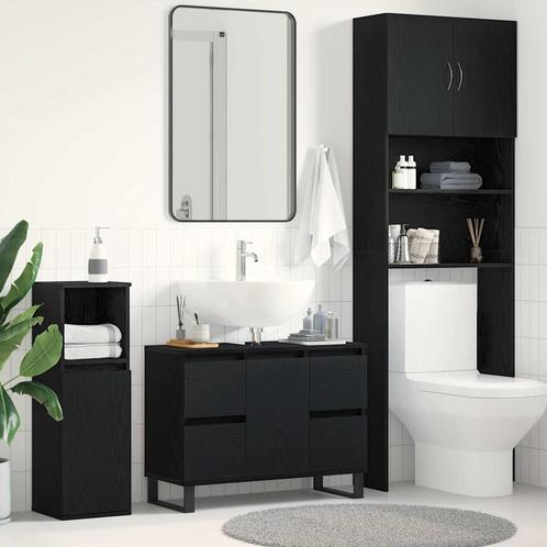 vidaXL Badkamerkast met lade Zwart eiken 80 x 33 x 60 cm, Huis en Inrichting, Tafels | Kaptafels, Nieuw, Verzenden