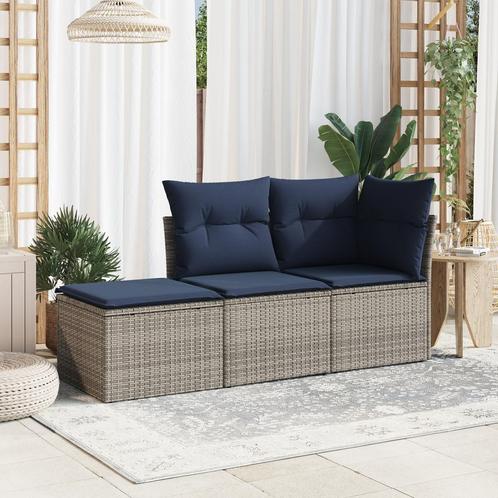 vidaXL Tuinstoel met Kussen Grijs 55x55x37 cm Poly Rattan, Tuin en Terras, Tuinsets en Loungesets, Nieuw, Verzenden