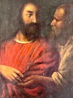 Olieverf op koper met een afbeelding van Christus en Judas -