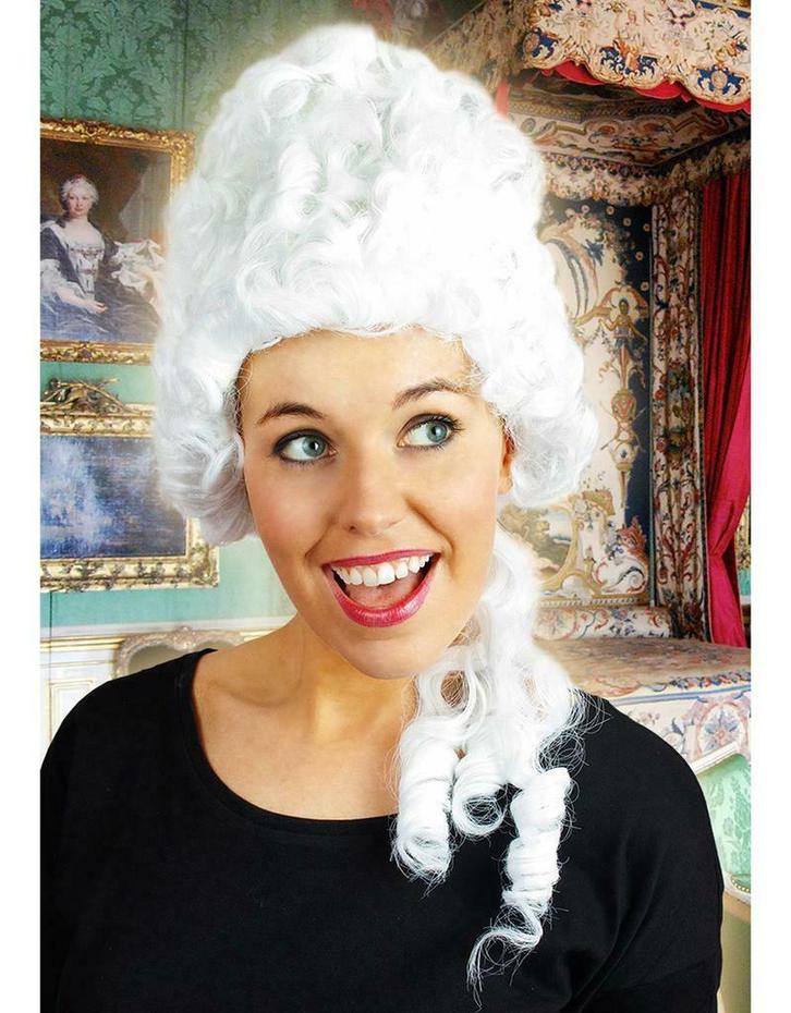 Middeleeuwse Marie-antoinette pruik wit, Hobby en Vrije tijd, Feestartikelen, Ophalen of Verzenden