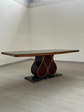 Table - Bois, Marbre, Verre - Style Art déco