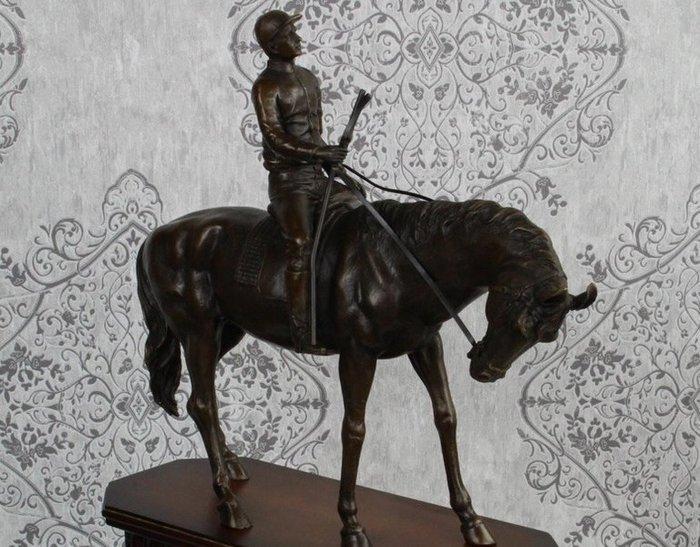 Sculpture, Jockey te paard (xxl) - 52.4 cm - Bronze, Bois, Antiek en Kunst, Kunst | Designobjecten
