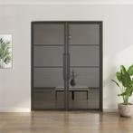 OUTLET: Dubbele stalen taatsdeur - 4 Vlaks - Rook glas, Minder dan 80 cm, Overige typen, Nieuw, Metaal