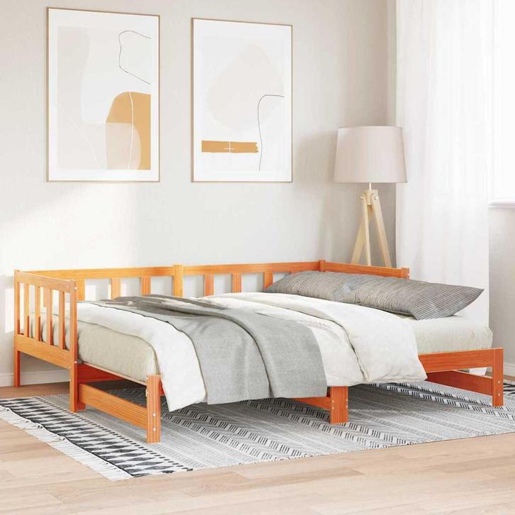 vidaXL Uittrekbed voor overdag Wasbruin 2 x (80 x 200) cm, Huis en Inrichting, Slaapkamer | Bedden, Nieuw, Verzenden