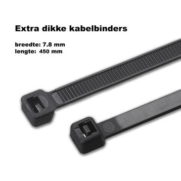 Set van 50 dikke tie wraps (kabelbinders zwart), 7.8x450 mm, Verzenden