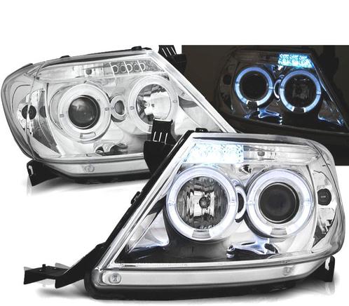 PHARES POUR TOYOTA HILUX 05-11 LED ANGEL EYES CHROMÉ, Auto-onderdelen, Verlichting, Verzenden