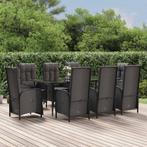 vidaXL 9-delige Tuinset poly rattan zwart, Tuin en Terras, Verzenden, Nieuw, Tuinset