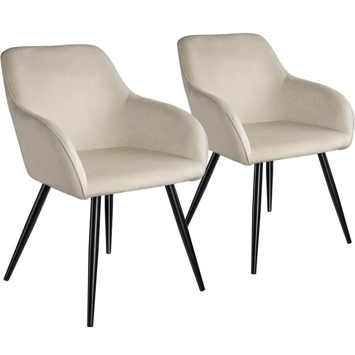 tectake Eetkamerstoel Marilyn fluweellook, zwarte stoelpoten, Huis en Inrichting, Stoelen, Verzenden