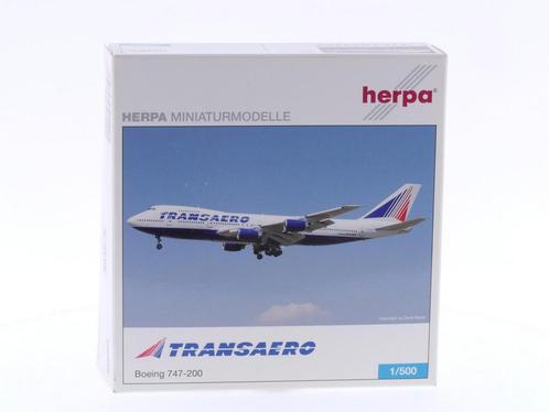 Schaal 1:500 Herpa 515221 Transaero - Boeing 747-200 Reg...., Hobby en Vrije tijd, Modelbouw | Vliegtuigen en Helikopters, Gebruikt