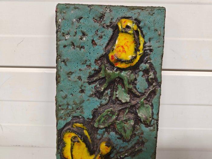 Ruscha - Gele Rozen - Plaque - Aardewerk, Antiek en Kunst, Antiek | Glaswerk en Kristal