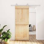 vidaXL Schuifdeur met beslag 85x210 cm massief grenenhout, Doe-het-zelf en Bouw, Deuren en Vliegenramen, Verzenden, Nieuw