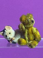 Schuco: miniatuur teddybeer en minatuur katje - Figuur -, Antiquités & Art