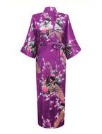 KIMU® Kimono Paars 7/8e XS-S Yukata Satijn Boven dekel Lange, Ophalen of Verzenden