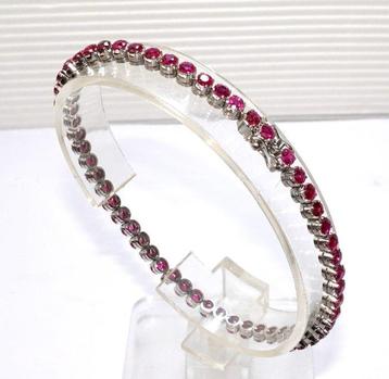 Armband - 14 karaat Witgoud - 5.40ct. tw. Robijn beschikbaar voor biedingen