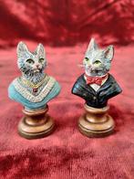 Franz Bergmann - Figurine - Pair of Cat Busts Male & Female, Antiek en Kunst
