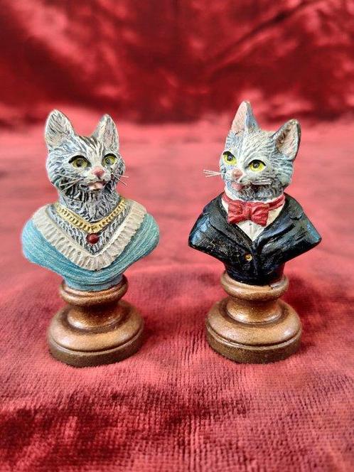 Franz Bergmann - Figurine - Pair of Cat Busts Male & Female, Antiek en Kunst, Antiek | Keramiek en Aardewerk