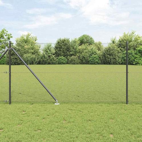 vidaXL Hekpostset 2 Panelen Grijs Kunststof 25 x 1 m, Tuin en Terras, Tuinhekken en Hekwerk, Nieuw, Verzenden