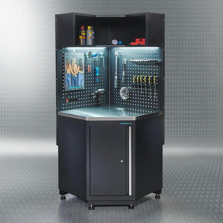 Datona Werkplaatsinrichting PREMIUM hoekwerkbank met RVS, Doe-het-zelf en Bouw, Werkbanken, Ophalen of Verzenden