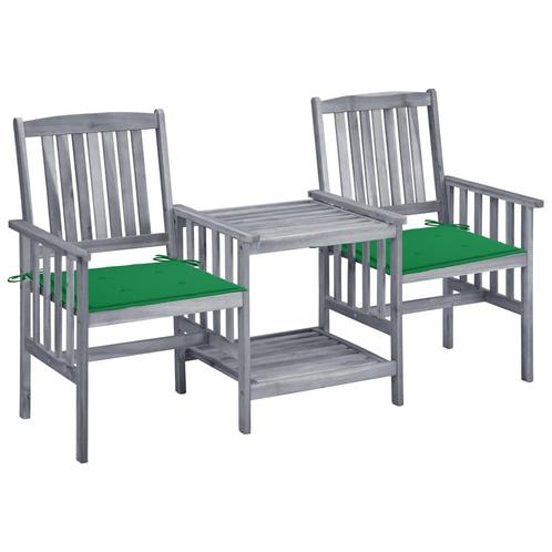 vidaXL Tuinstoelen met tafeltje en kussens massief, Tuin en Terras, Tuinsets en Loungesets, Nieuw, Verzenden