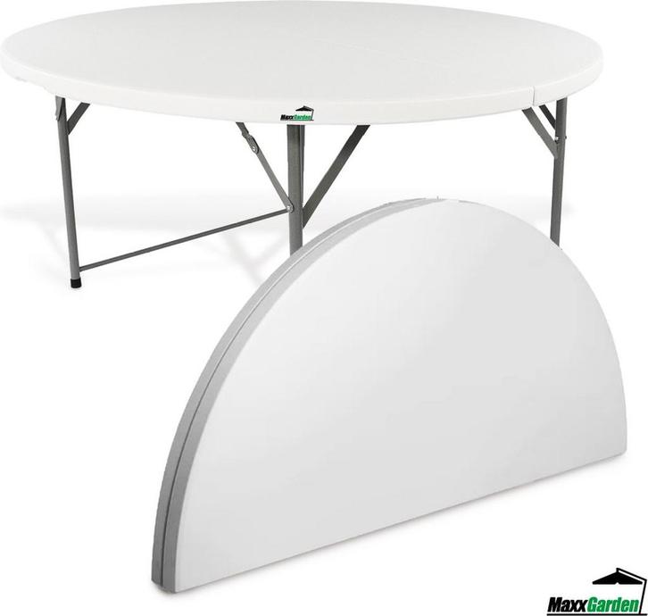MaxxGarden Vouwtafel - Opvouwbare ronde tuin tafel - 183x..., Tuin en Terras, Tuintafels, Nieuw, Rond, Ophalen of Verzenden