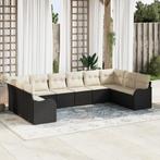 vidaXL 10-delige tuinsofa set met kussens zwart poly rattan, Verzenden, Nieuw