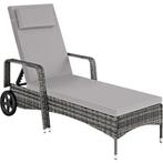tectake Wicker ligbed met wielen - grijs/lichtgrijs, Tuin en Terras, Tuinsets en Loungesets, Verzenden, Nieuw