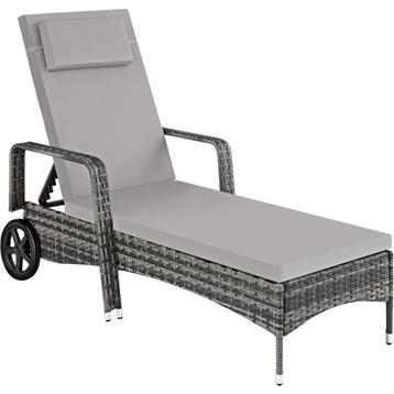 tectake Wicker ligbed met wielen - grijs/lichtgrijs, Verzenden