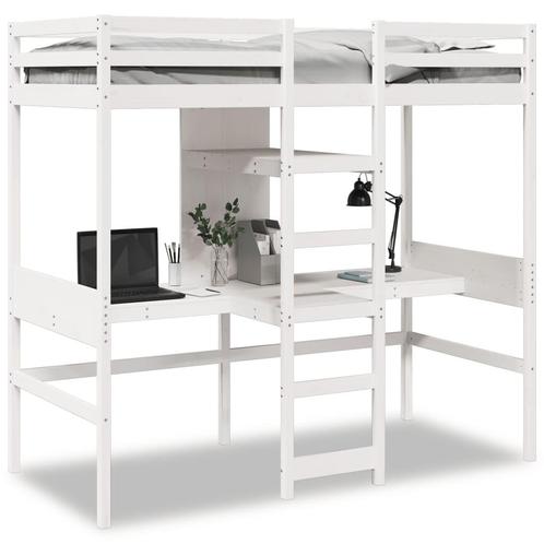 vidaXL Lit mezzanine avec bureau et étagères blanc, Maison & Meubles, Chambre à coucher | Lits, Neuf, Envoi