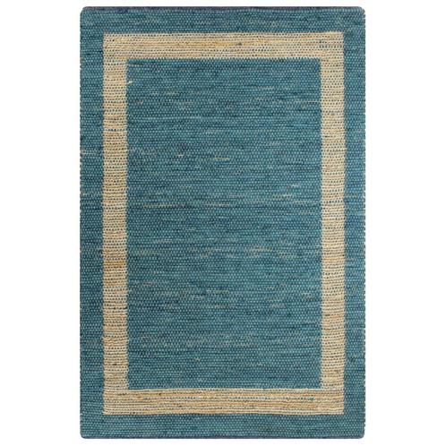 vidaXL Tapis fait à la main Jute Bleu 120x180 cm, Maison & Meubles, Ameublement | Tapis & Moquettes, Neuf, Envoi