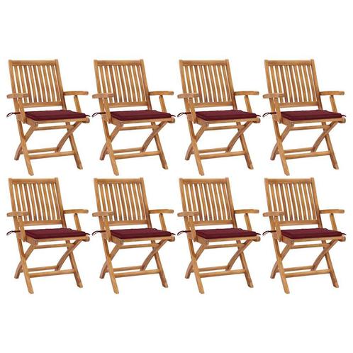 vidaXL Tuinstoelen 8 st inklapbaar met kussens massief, Tuin en Terras, Tuinstoelen, Nieuw, Verzenden