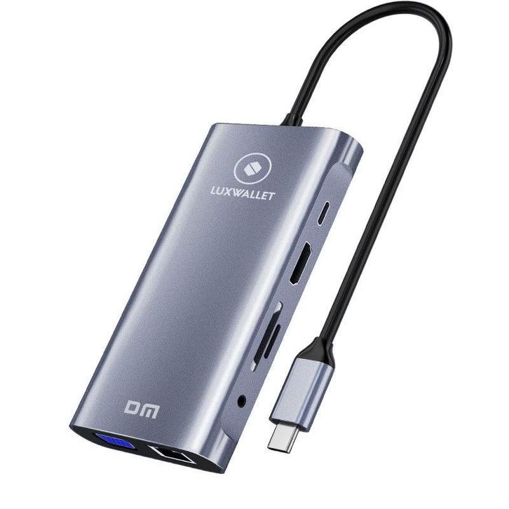 LUXWALLET 10 in 1 USB C Hub – HDMI 4K - 3x USB3.0 – PD tot, Computers en Software, Overige Computers en Software, Nieuw, Verzenden