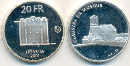 20 Franken Kloster Muestair Probe 2001 Schweiz:, Timbres & Monnaies, Monnaies | Europe | Monnaies non-euro, Envoi