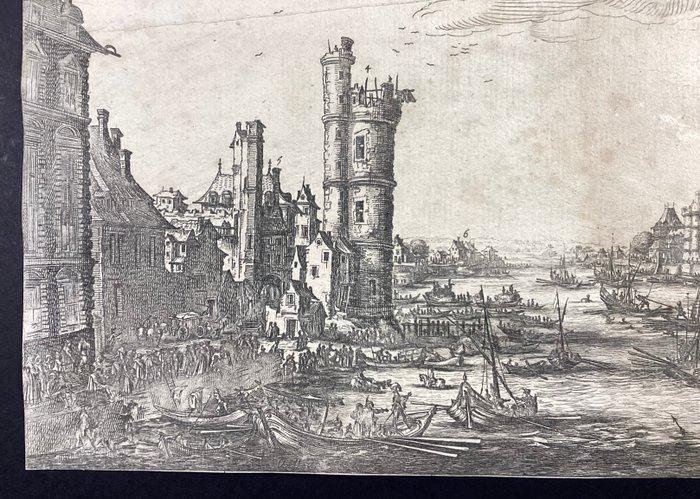 Jacques Callot (1592-1635) - Vue du Louvre - 1670 ca., Antiek en Kunst, Antiek | Overige Antiek